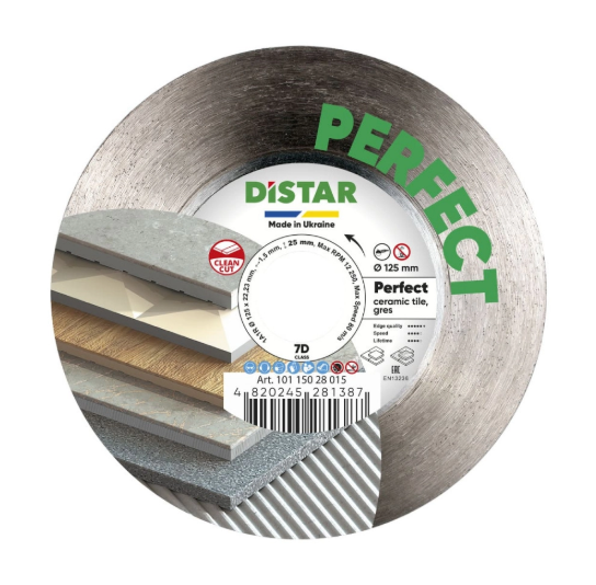 Disco Perfect Ø125 mm. Calidad de corte en húmedo en modo seco. 1A1R 125x1,5x25x22,23H