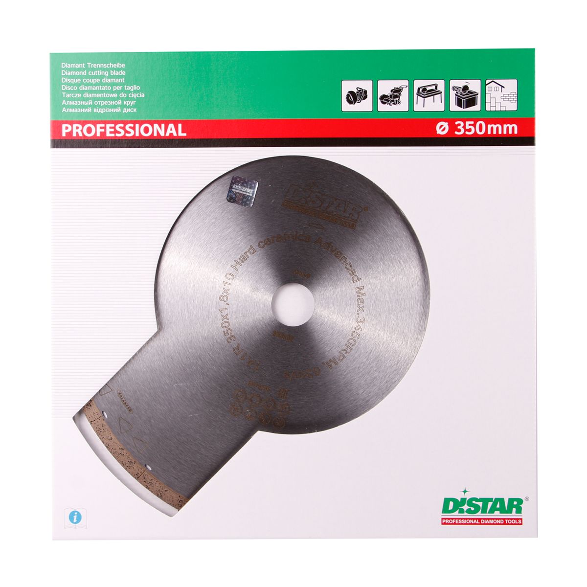 Distar Disco de corte diamantado 1A1R 350 Cerámica dura Advanced