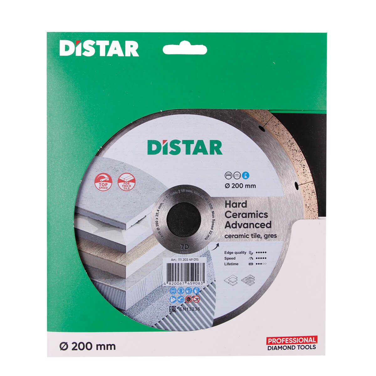 Distar Disco de corte diamantado 1A1R 200 Cerámica dura Advanced