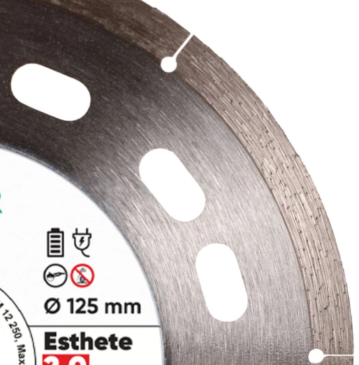 Disco Esthete 2.0 Ø125 mm para gres porcelánico duro.Esthete 2.0 1A1R 125x1,1x6x22,23