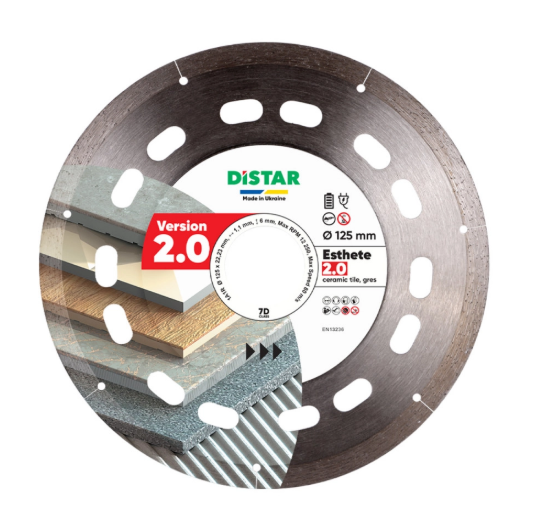 Disco Esthete 2.0 Ø125 mm para gres porcelánico duro.Esthete 2.0 1A1R 125x1,1x6x22,23