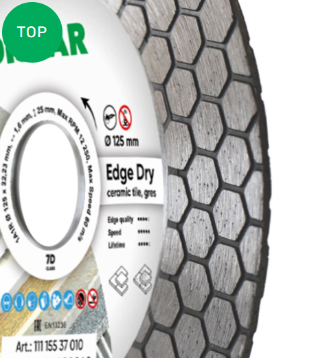 Disco Edge Dry Ø125 mm para gres porcelánico. 1A1R 125x1,6x25x22,23