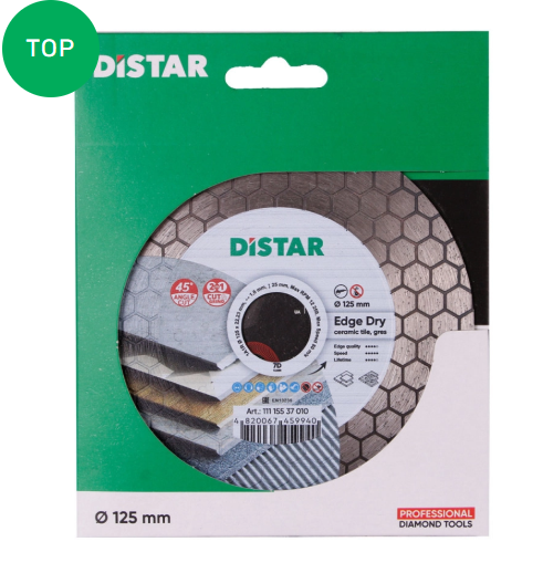 Disco Edge Dry Ø125 mm para gres porcelánico. 1A1R 125x1,6x25x22,23