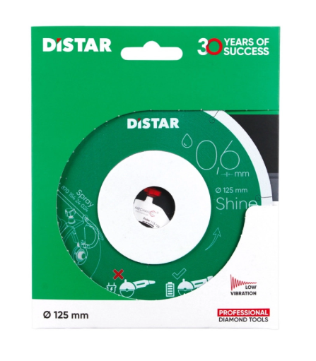 Disco Shine Ø125 mm ultradelgado. Corte fino de cerámica sin astillado.  1A1R 125x0,6x6x22,23