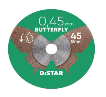 Disco ultrafino Butterfly para cortes de acabado en baldosas hasta 10 mm. Butterfly 1A1R 45x0,45x5,8H