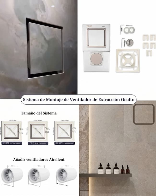 Sistema de montaje oculto para extractor de baño EDPLIT 100 125 150 mm
