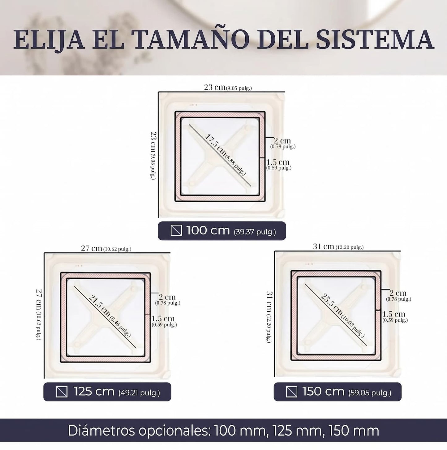 Sistema de montaje oculto para extractor de baño EDPLIT 100 125 150 mm