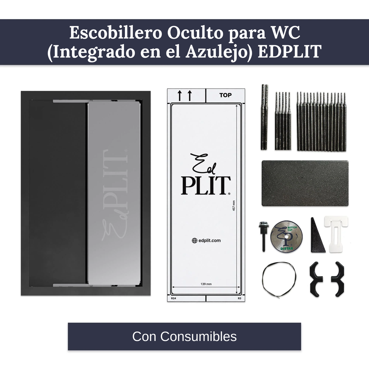 Escobillero oculto integrado en azulejo EDPLIT | Push-to-open