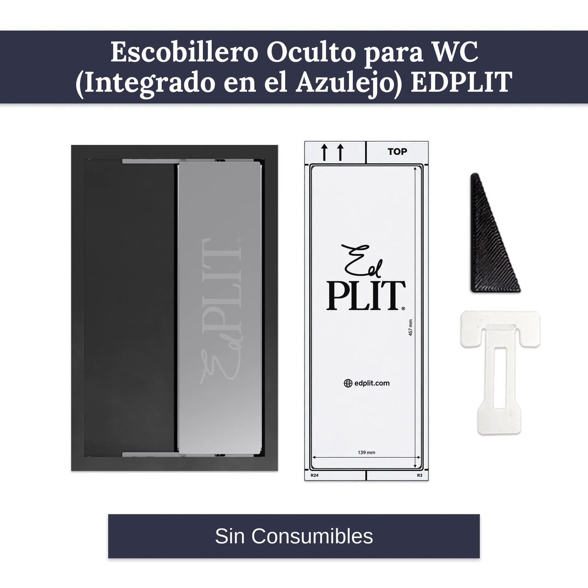 Escobillero oculto integrado en azulejo EDPLIT | Push-to-open