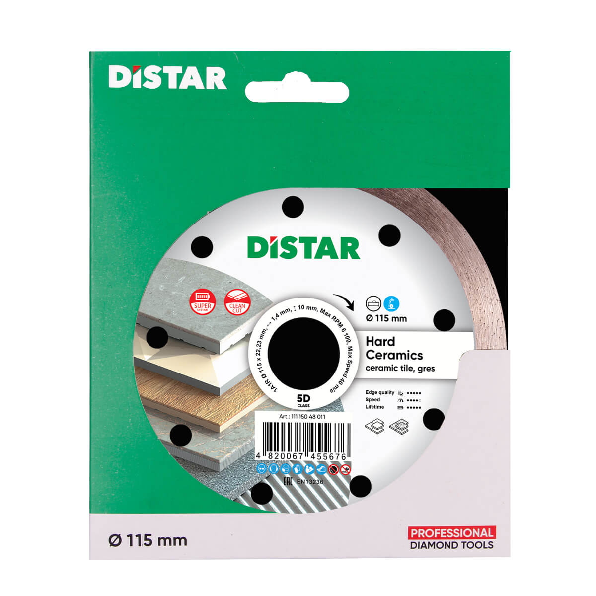 Distar Disco de corte de diamante 1A1R 115 Cerámica dura