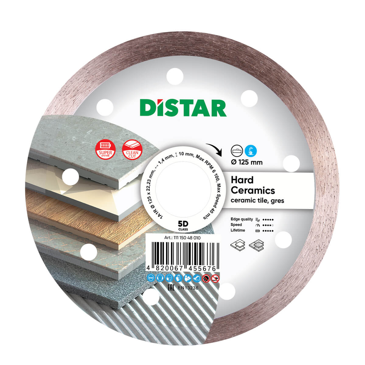 Distar Disco de corte diamantado 1A1R 125 Cerámica dura