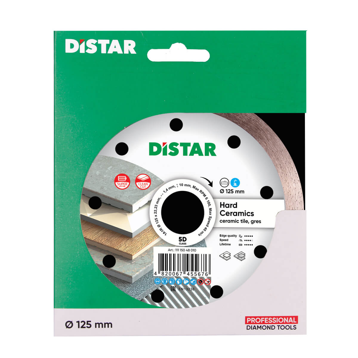 Distar Disco de corte diamantado 1A1R 125 Cerámica dura