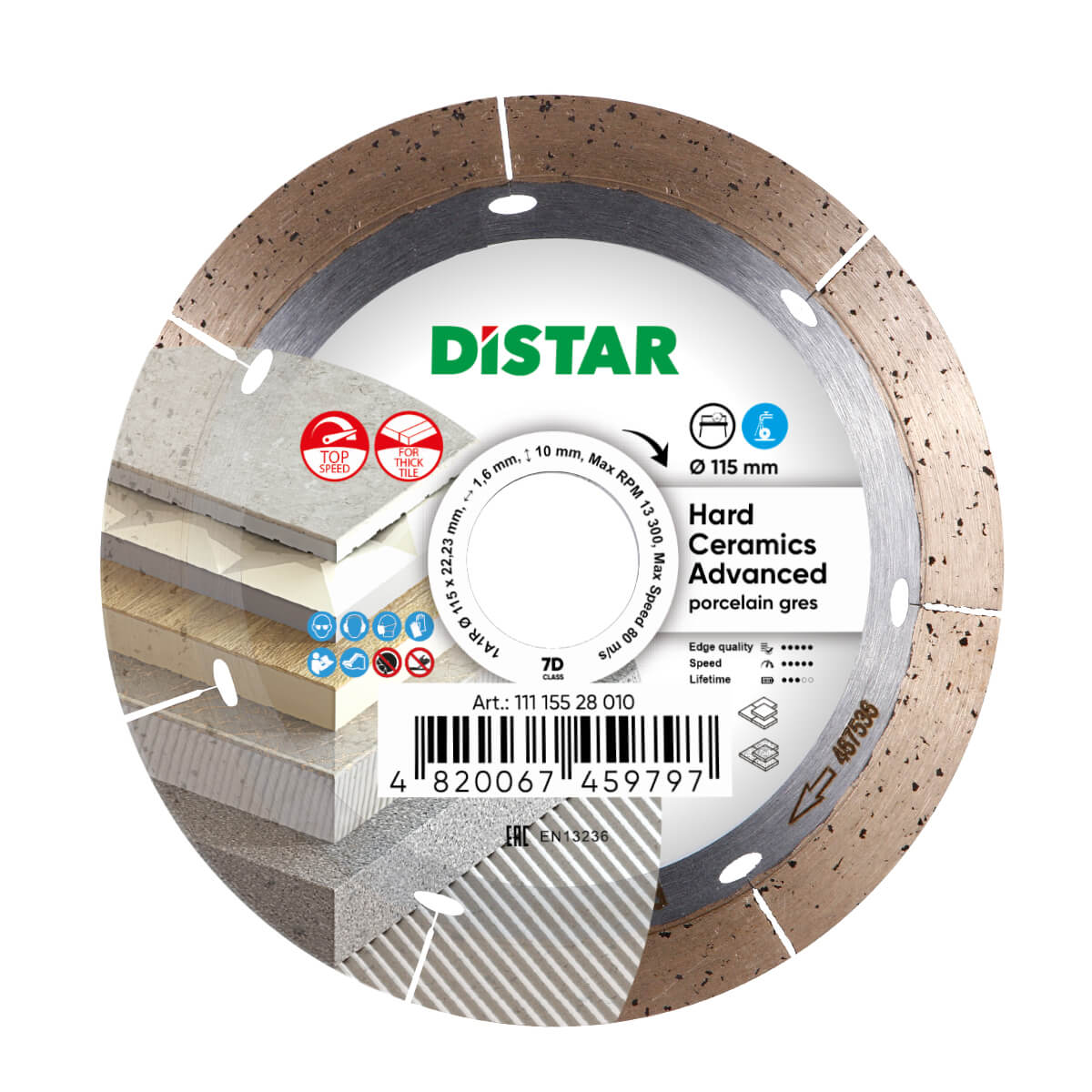 Distar Disco de corte diamantado 1A1R 115 Cerámica dura Advanced