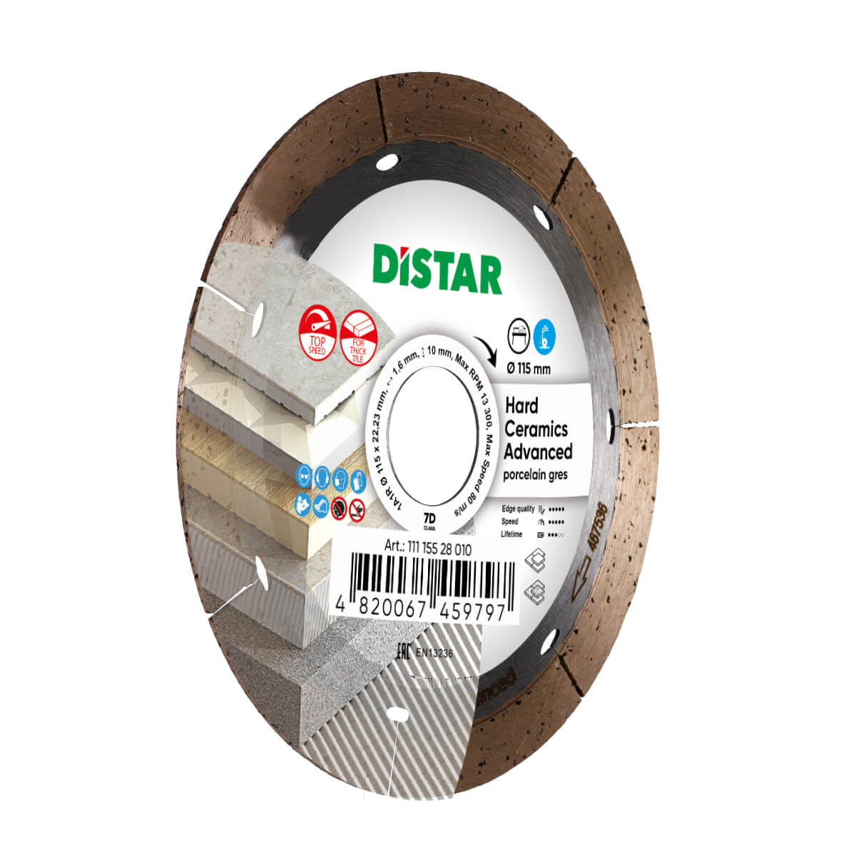 Distar Disco de corte diamantado 1A1R 115 Cerámica dura Advanced