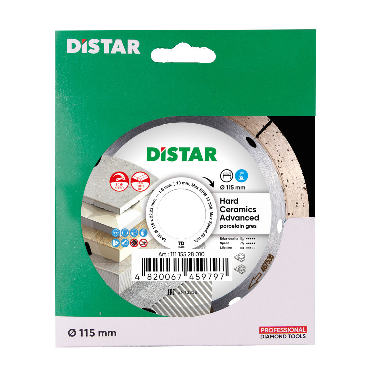 Distar Disco de corte diamantado 1A1R 115 Cerámica dura Advanced