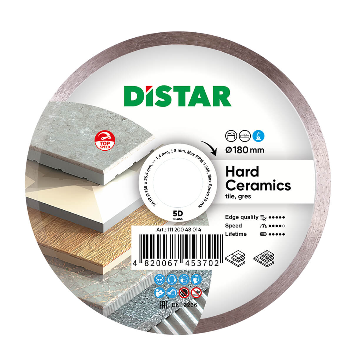 Distar Disco de corte de diamante 1A1R 180 Cerámica dura