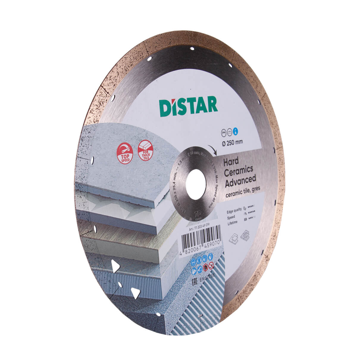 Distar Disco de corte de diamante 1A1R 250 Cerámica dura Avanzada