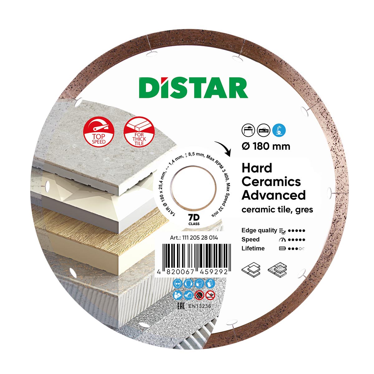 Distar Disco de corte diamantado 1A1R 180 Cerámica dura Advanced