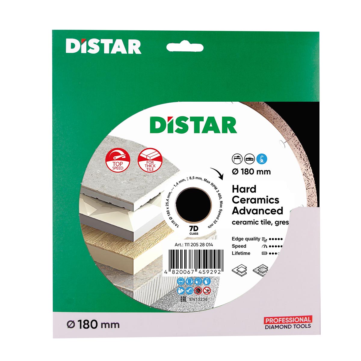 Distar Disco de corte diamantado 1A1R 180 Cerámica dura Advanced