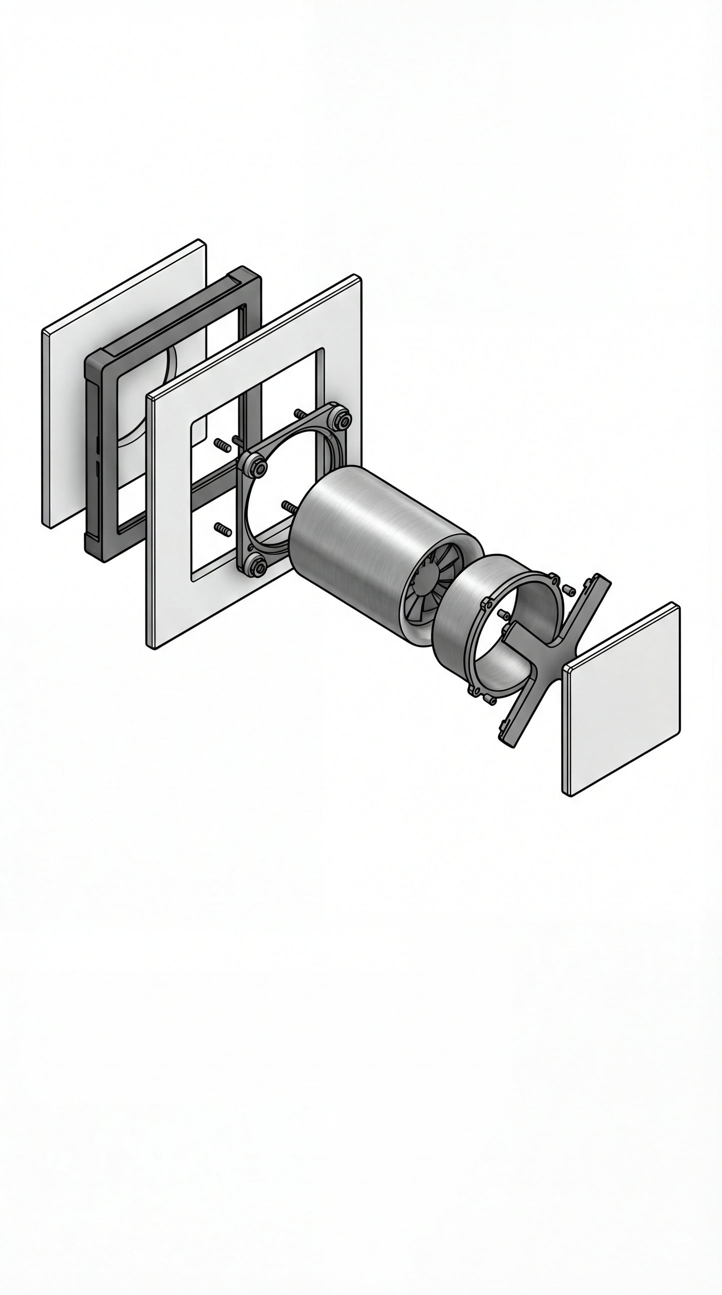 Sistema de montaje oculto para extractor de baño EDPLIT 100 125 150 mm