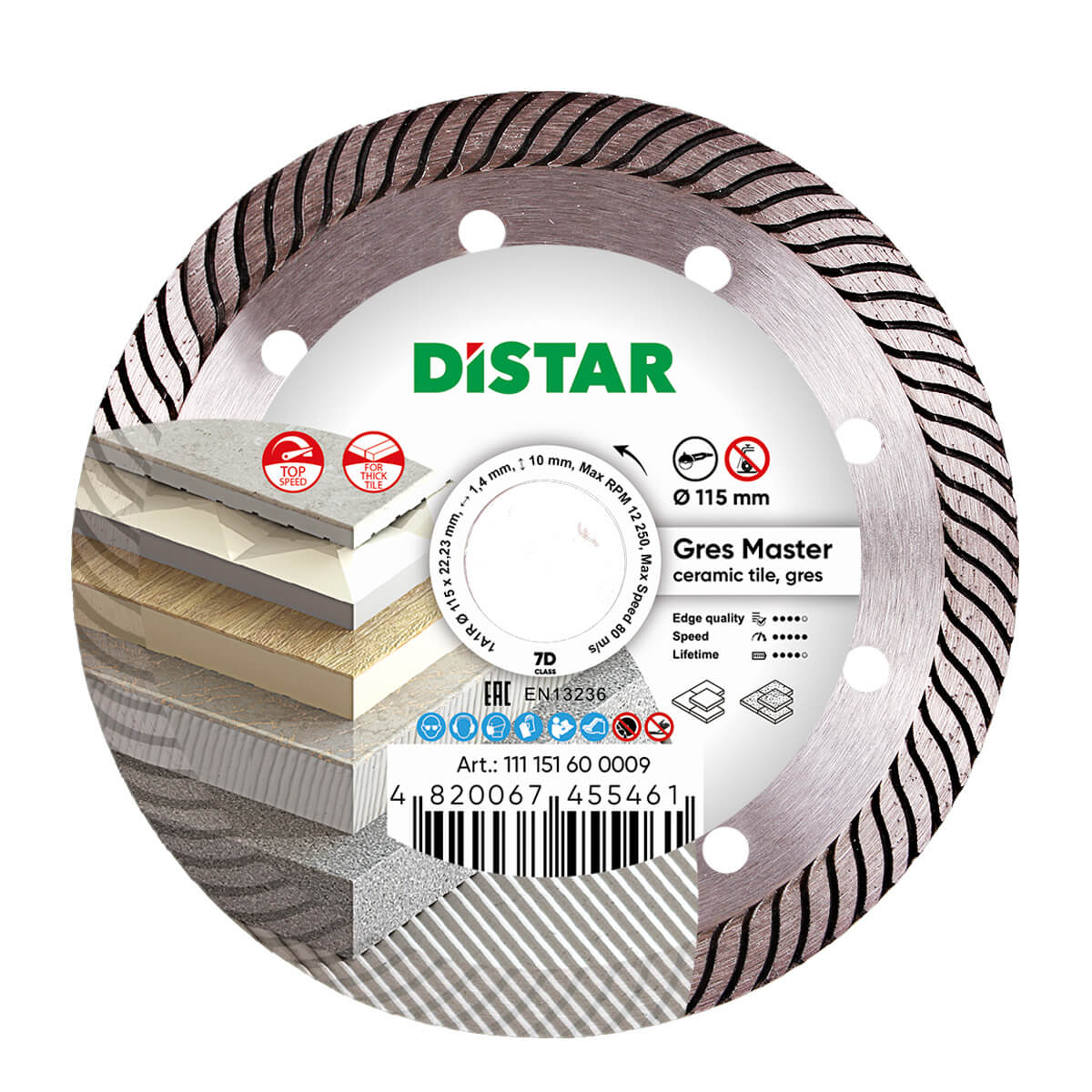 Distar Disco de corte diamante 1A1R 115 Gres Master