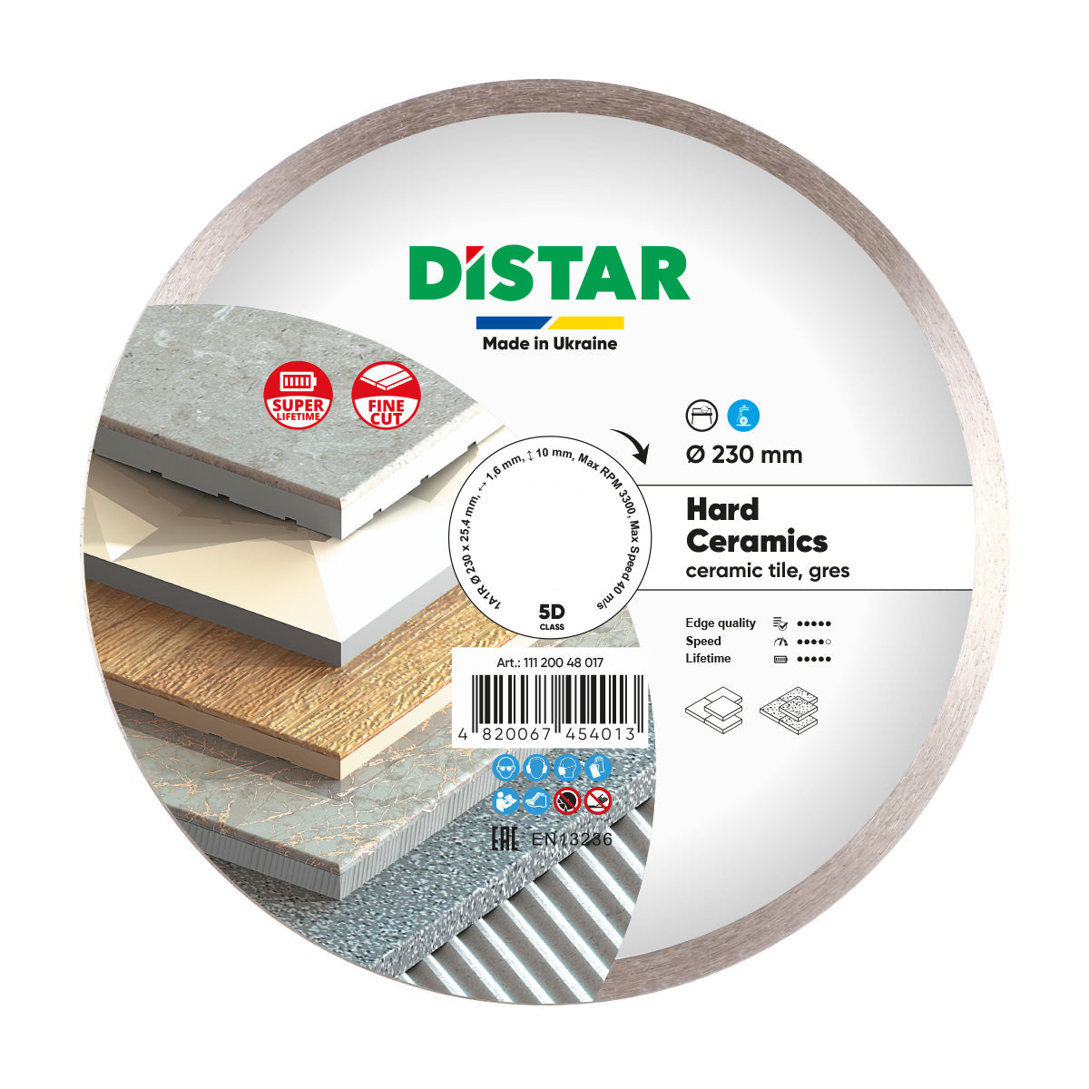 Distar Disco de corte de diamante 1A1R 230 Cerámica dura
