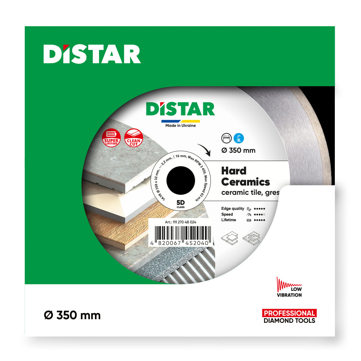 Distar Disco de corte diamante 1A1R 350x32 Cerámica dura
