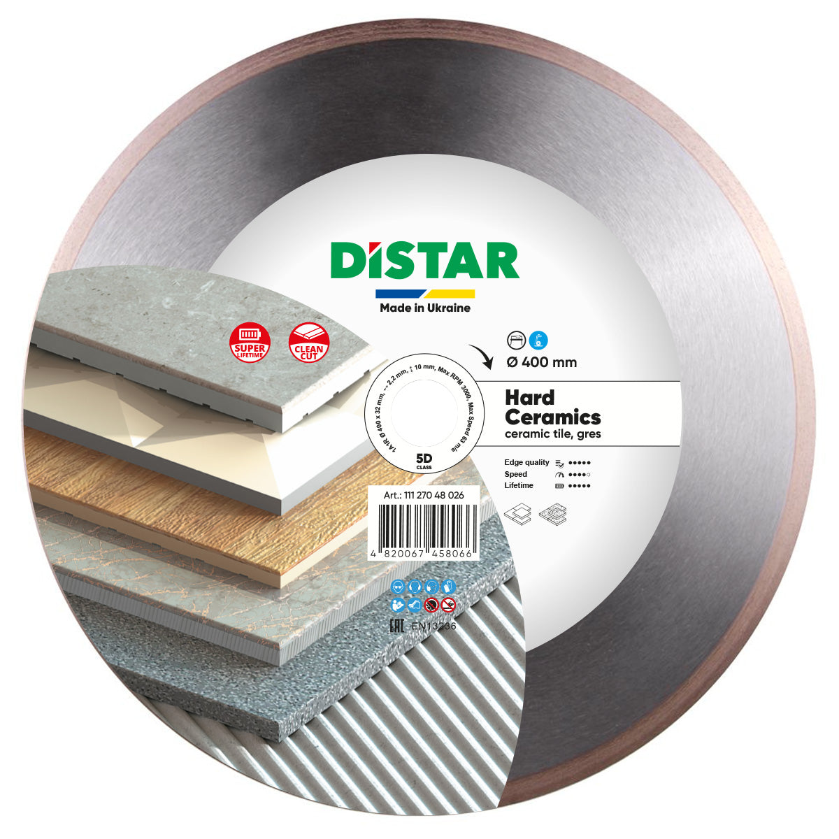 Distar Disco de corte diamantado 1A1R 400x32 Cerámica dura