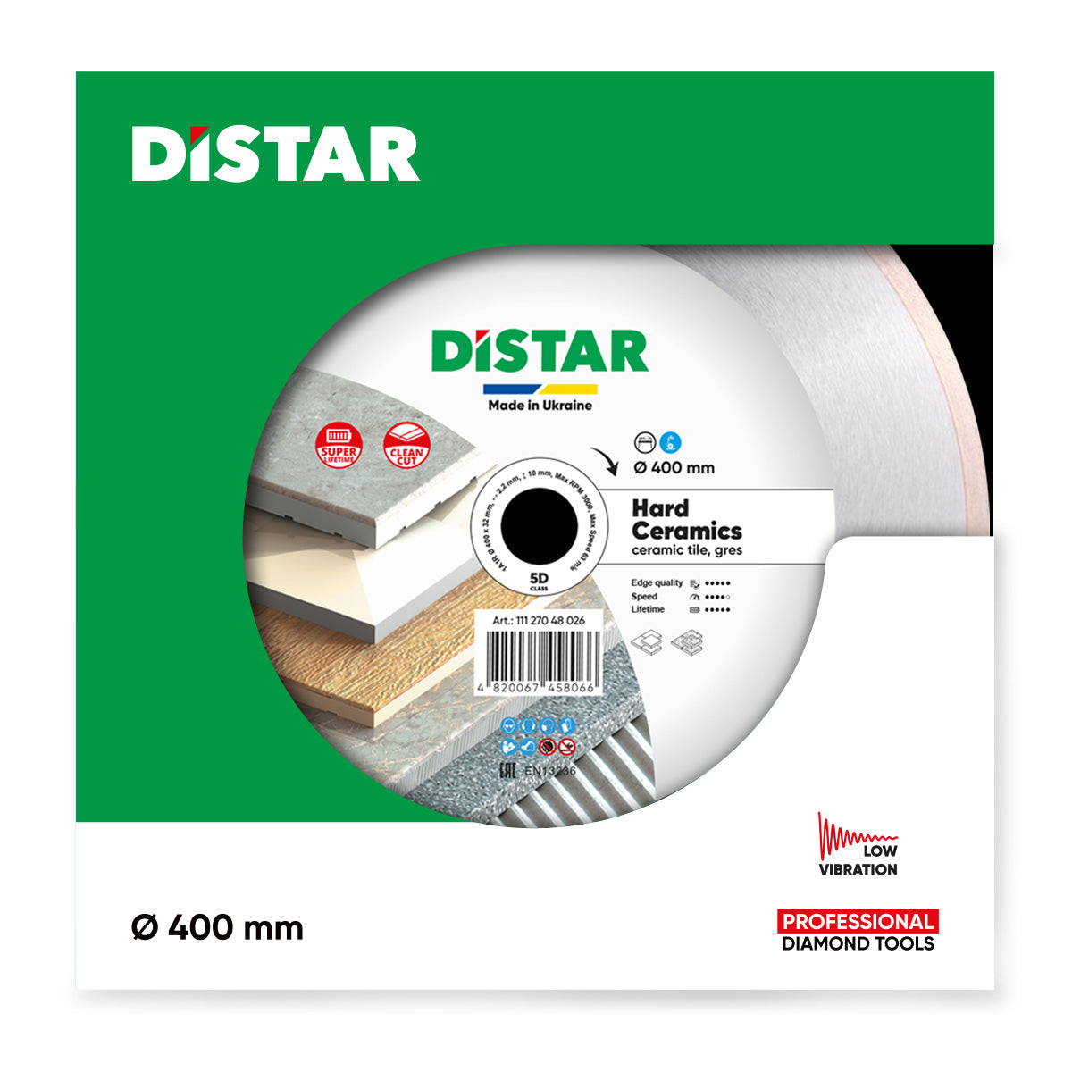 Distar Disco de corte diamantado 1A1R 400x32 Cerámica dura