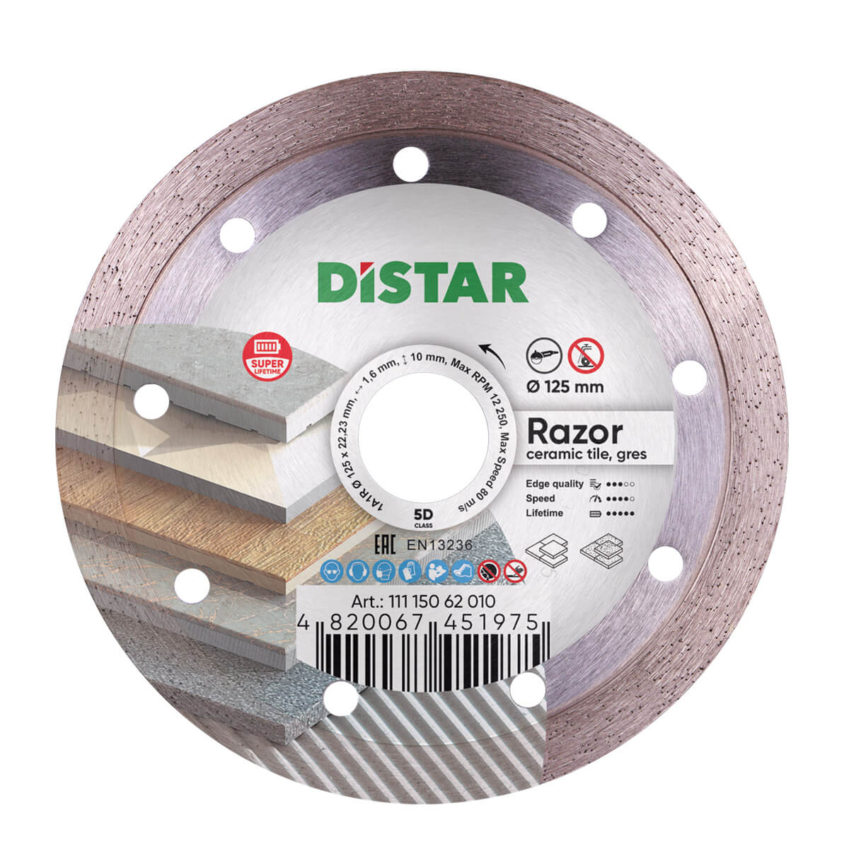 Distar Hoja para maquinilla de afeitar cerámica 1A1R 125