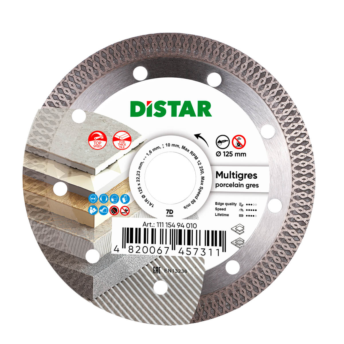 Distar Disco de corte diamante 1A1R 125 Multigres