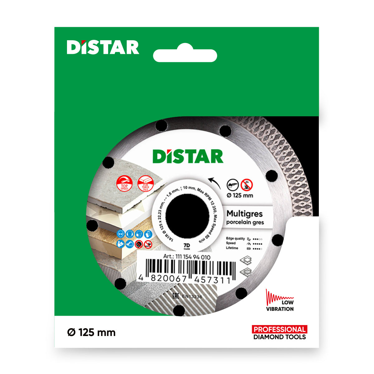 Distar Disco de corte diamante 1A1R 125 Multigres