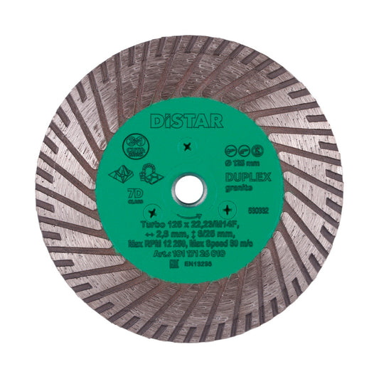 Distar Disco de corte diamante Turbo 125 M14F Duplex
