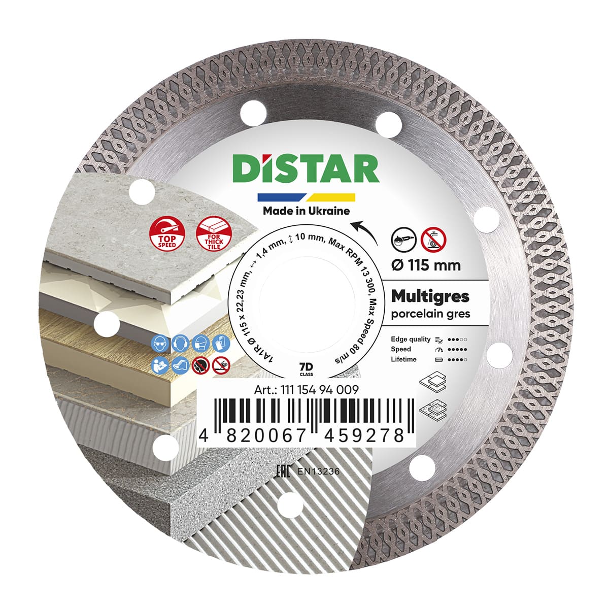 Distar Disco de corte diamante 1A1R 115 Multigres
