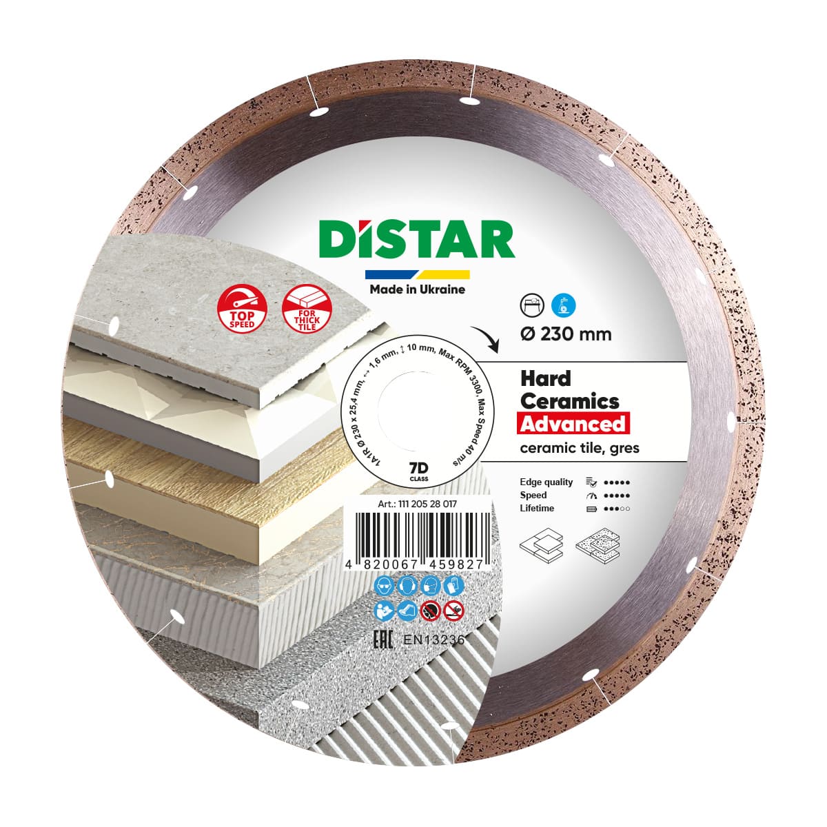 Distar Disco de corte diamantado 1A1R 230 Cerámica dura Advanced