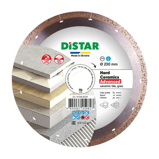 Distar Disco de corte diamantado 1A1R 230 Cerámica dura Advanced