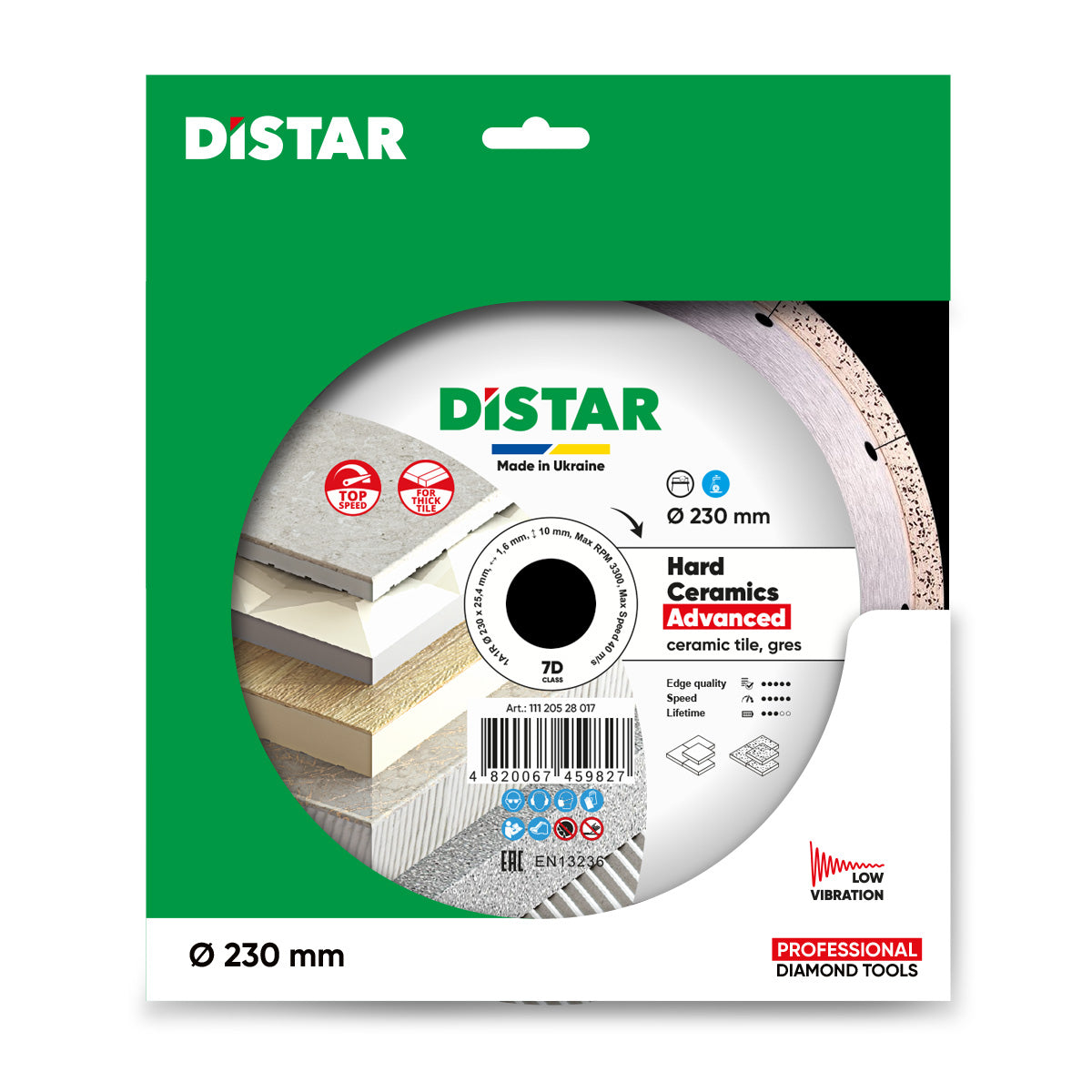 Distar Disco de corte diamantado 1A1R 230 Cerámica dura Advanced