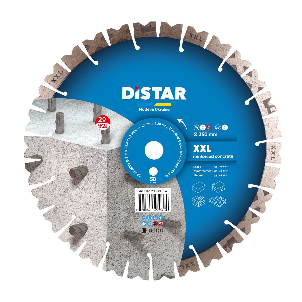 Distar Disco de corte diamantado 1A1RSS 350 XXL