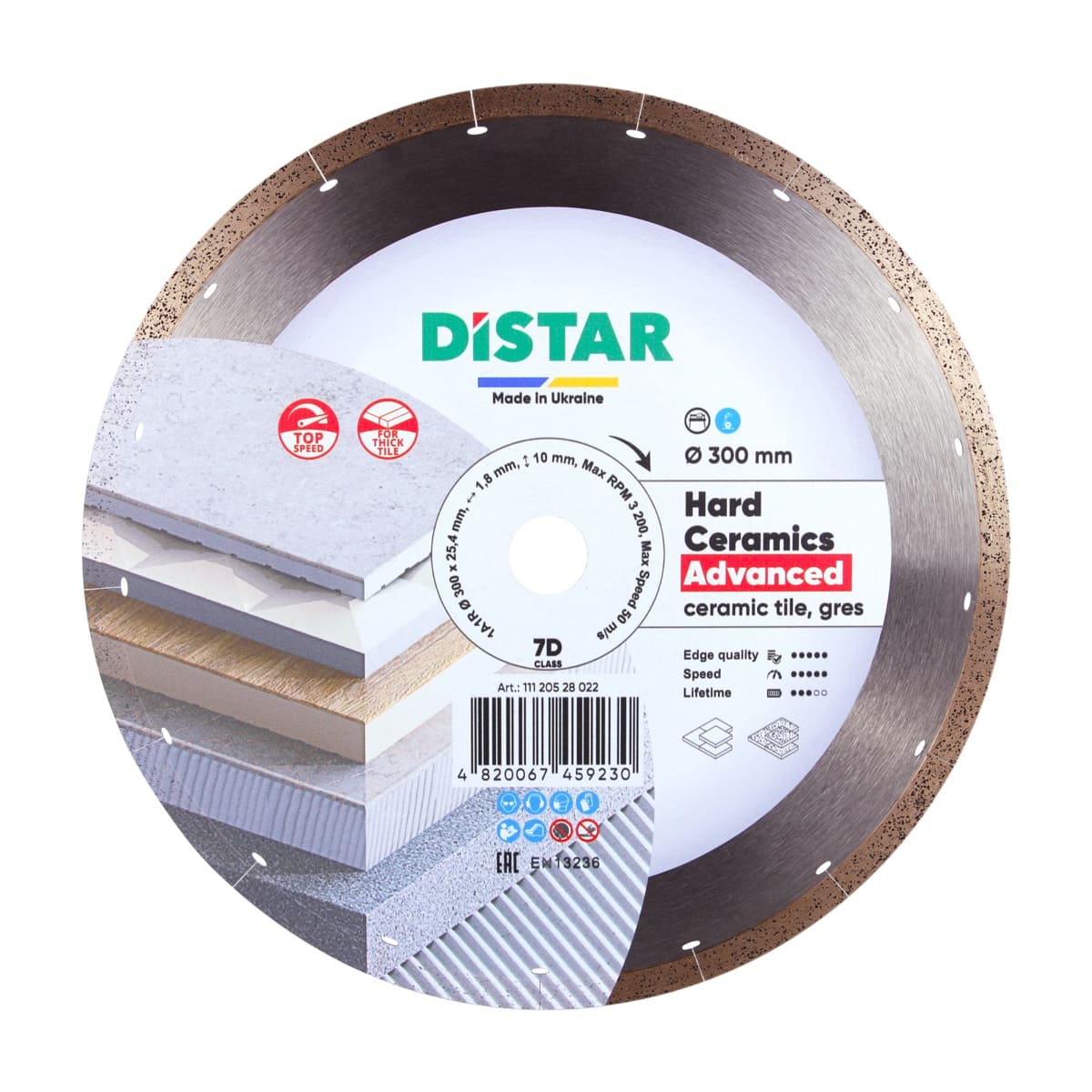 Distar Disco de corte diamantado 1A1R 300 Cerámica dura Advanced