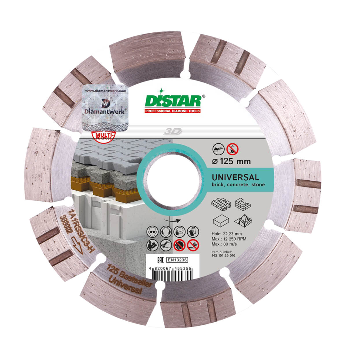 Distar Disco de corte diamantado 1A1RSS 125 Bestseller Universal