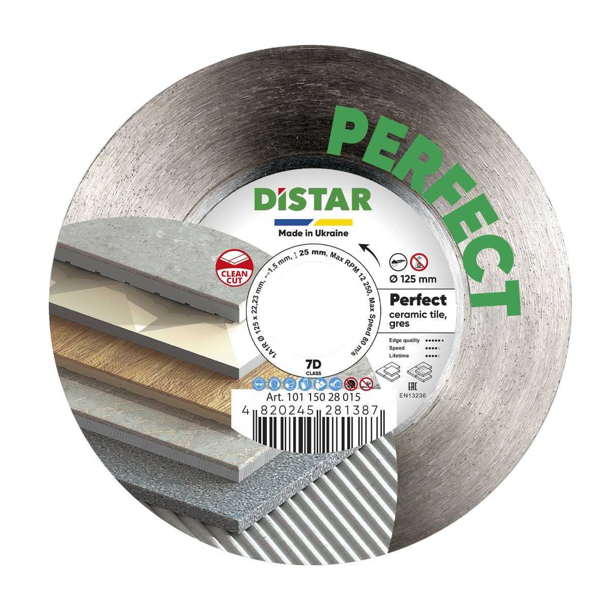 Distar Disco de corte diamante 1A1R 125x22,23H Perfecto
