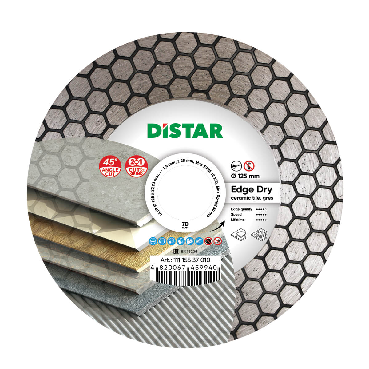 Distar Disco de corte diamante 1A1R 125 Edge Dry