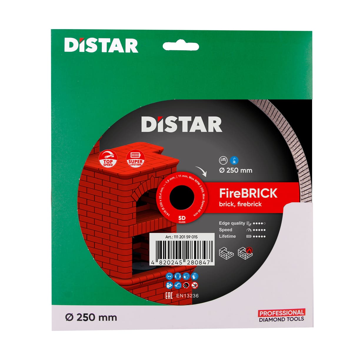 Distar Disco de corte diamantado 1A1R 250 FireBRICK
