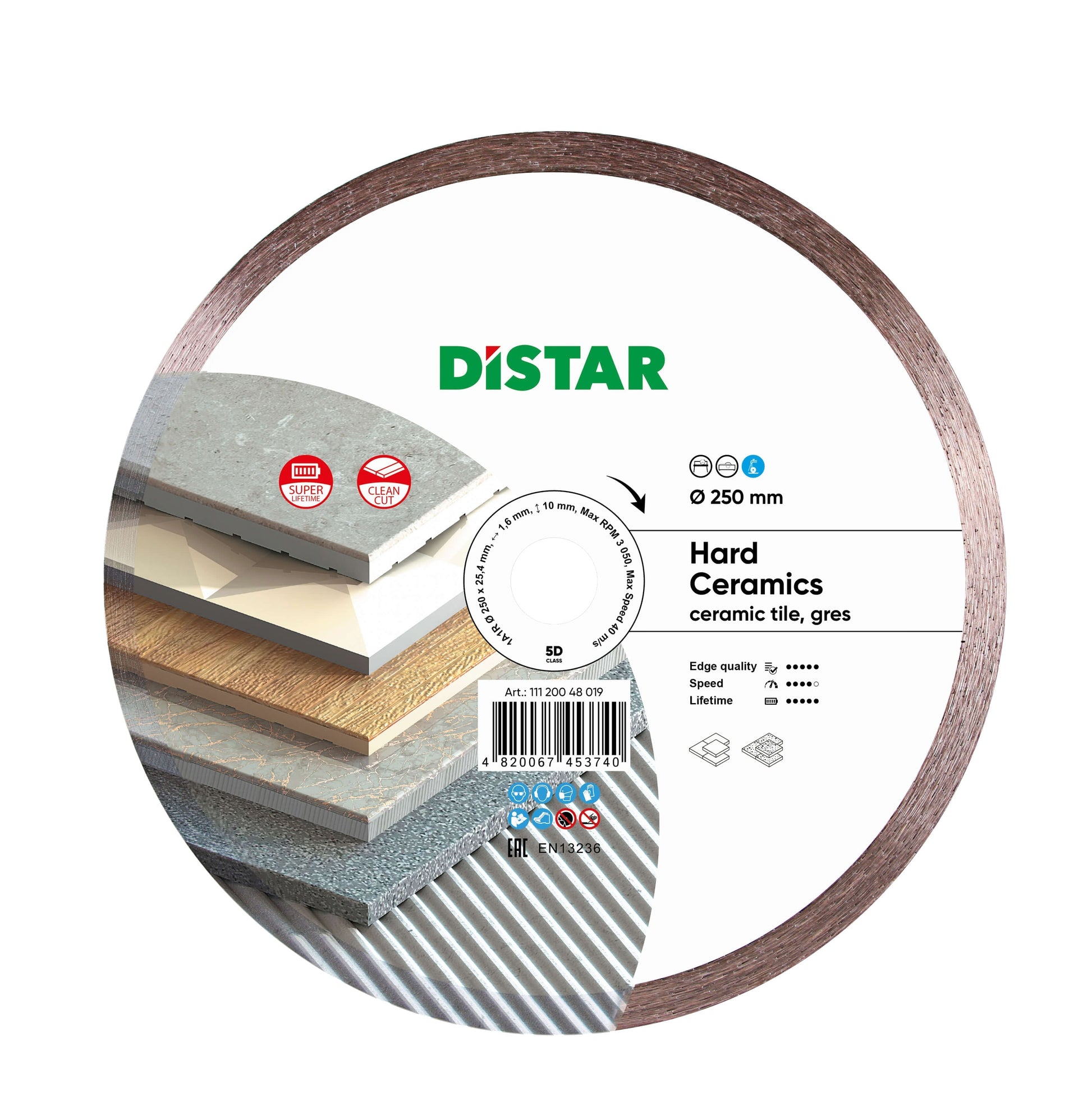 Distar Disco de corte diamantado 1A1R 250 Cerámica dura