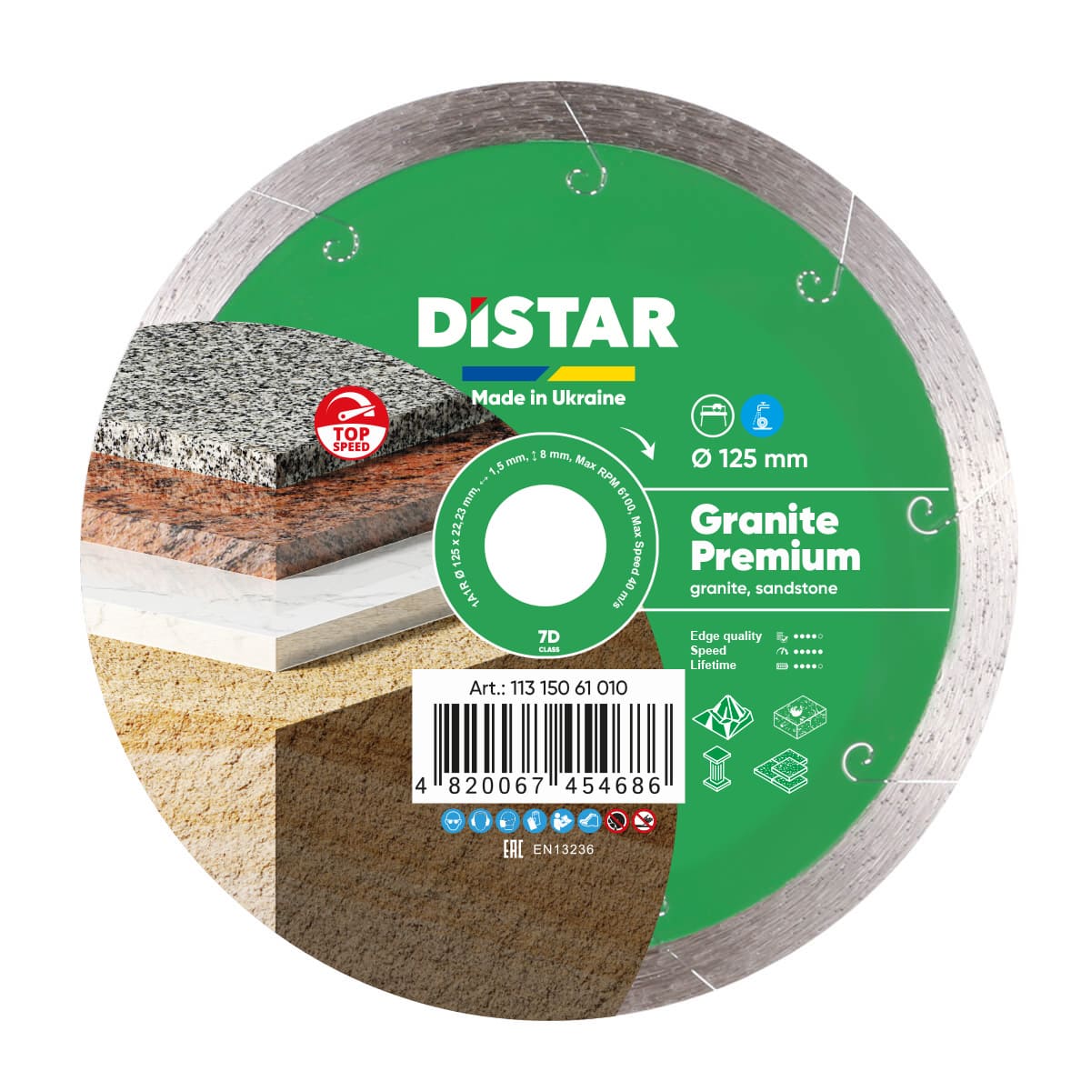 Distar Disco de corte diamante 1A1R 125 Granito Premium
