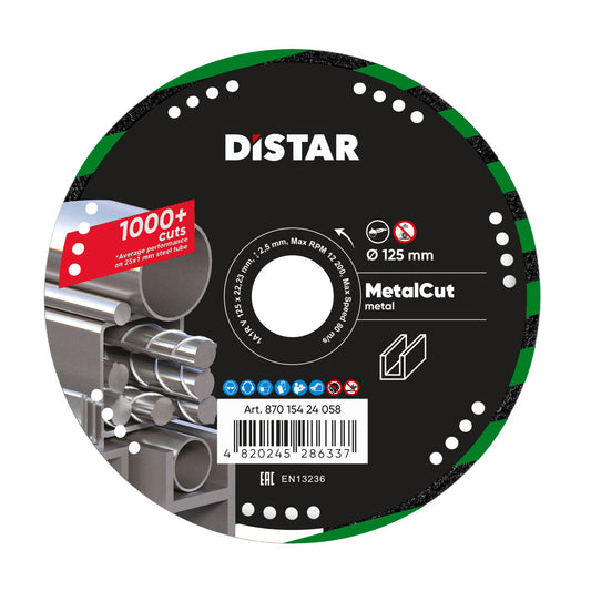 Distar Disco de corte diamante 1A1R V 125x1,5/1,2x2,5x22,2 Metal CUT