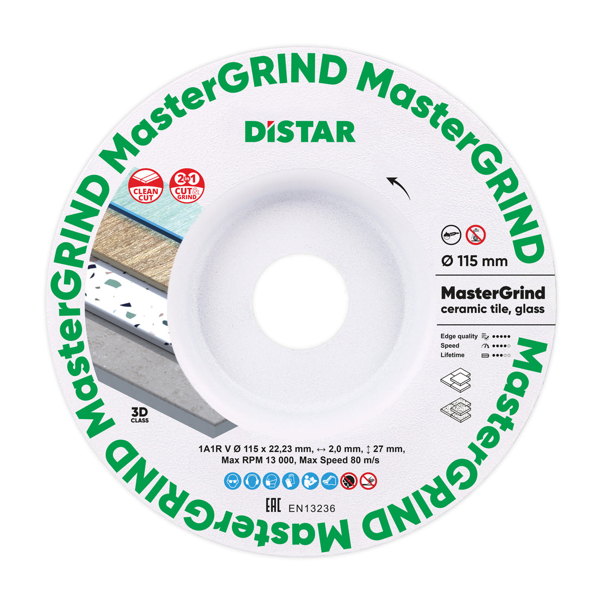 Distar Disco de corte diamante 1A1R V 115x1,8/1,5x30x22,23 MasterGRIND