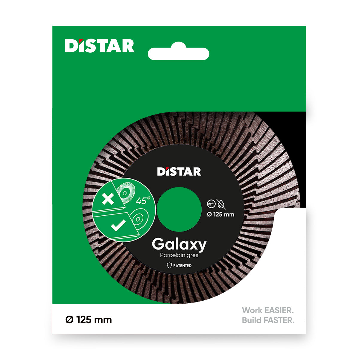 Disco Galaxy Ø125 mm para corte de gres porcelánico de gran espesor. Galaxy 1A1R 125x30x22,23