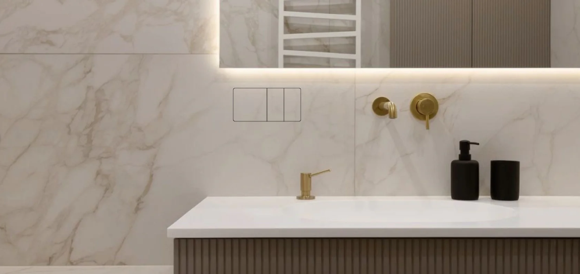 Interruptor de luz completamente oculto detrás del azulejo. Perfecto para baños y cocinas con acabado minimalista.