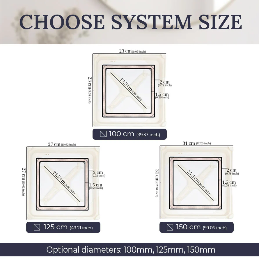 Sistema de montaje oculto para ventilador de baño EDPLIT 100 125 150 mm